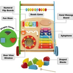 Rijoka Loopwagen Hout voor Baby Educatieve Looptrainer Anti Slip Wieltjes Babywalker