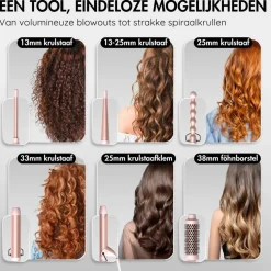 Sansbeauté® 6 in 1 Krultang met Klem - 13mm tot 38mm - Thermal Brush