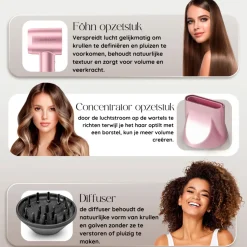 Sansbeauté Föhn Met Diffuser - Ionische Haardroger - Reisföhn - Haarföhn - Krullen - Hair Dryer - 2000W