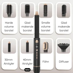 Sansbeauté 8-in-1 Airstyler met Diffuser - Multistyler - Krulborstel