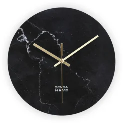 SensaHome Glazen Wandklok 30cm Minimalistische Marmeren Design met Stille uurwerk
