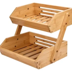 SensaHome Luxe Bamboehouten Fruitkist Rechthoek 2-Laags