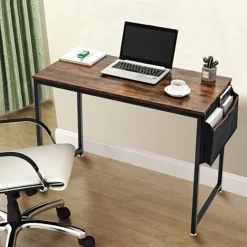 SensaHome Retro Schrijftafel Bureau Computertafel met Metalen Frame