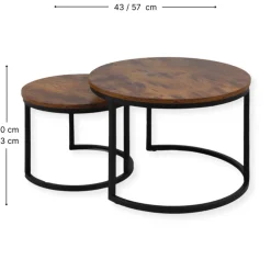 SensaHome Salontafel Set Antieke Ronde Houten Tafelset