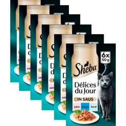 Sheba Délices du Jour in Saus met Zalm, Tonijn & Forel Maaltijdzakjes Kattenvoer