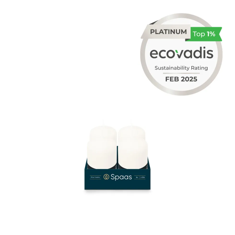 Spaas Geurloze Stompkaars Wit 50/80mm 18u 4 x 4 Stuks