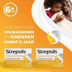 Strepsils Citroen + Honing Zuigtabletten