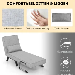 Trendmix 4-in-1 Uitklapbare Slaapstoel Slaapbank Met 6 Standen Verstelbare Rugleuning