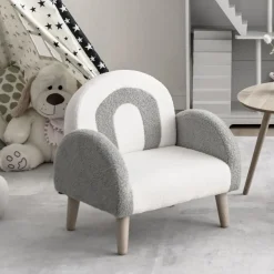 Trendmix Kinder Fauteuil Teddy Stof Regenboog Lounge Stoel