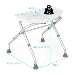 Trendmix lichtgewicht opklapbare douchekruk verstelbaar in 3 hoogtes met handgrepen