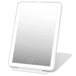 UNIQ Opvouwbare LED Make‑upspiegel (USB oplaadbaar) – Reisspiegel met 3 Lichtstanden, Wit