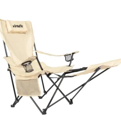 VirtuFit Opvouwbare Camping Stoel met Voetsteun