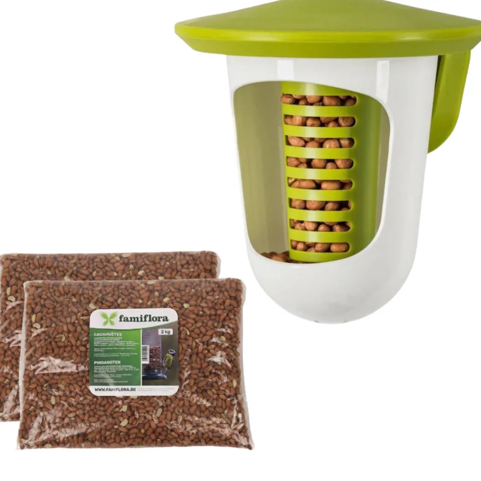 Vogelhuisje en Famiflora pinda's