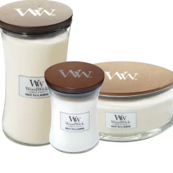 Woodwick geurkaarsen White Tea & Jasmine