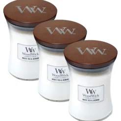 Woodwick geurkaarsen White Tea & Jasmine