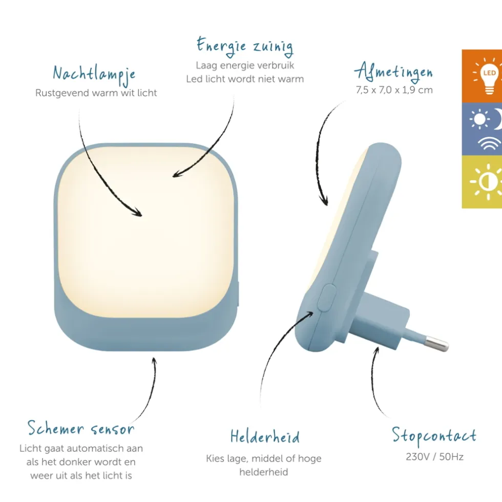 Zazu Blauw Automatisch Led Nachtlampje